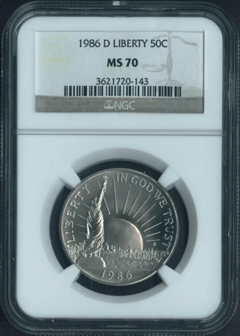 1986 D Statue of Liberty Centennial Half Dollar Coin NGC MS 70 MS70 PERFECT Cover
