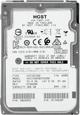 Hard Drive HGST Ultrastar C15K600 300GB 15000RPM 128MB HUC156030CSS200 2.5" Inch - Image 1 of 3