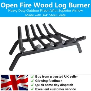 Heavy Duty 23" Open Fire Grate Hearth Wood Log Burner Fireplace Ash | 3/4" Steel - Picture 1 of 6