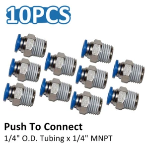 10 Pieces pneumatic 1/4" Tube x 1/4" NPT Male Connector Push to Connect fitting - Picture 1 of 3