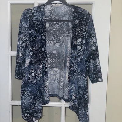 Tan Jay No Close Cardigan Size M Blue Gold Geometric - Image 1 of 4