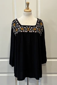 Solitaire Anthropologie Embroidered Crochet Top Women’s Plus 2X Peasant Boho - Picture 1 of 8