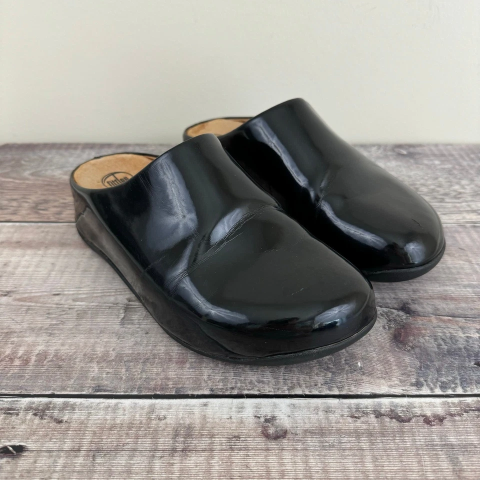 Fitflop Mujer 37 US 6 Negro Brillante Charol Mocasines Sin Cordones Zuecos LEER Foto 1 de 4