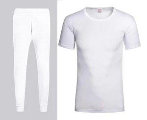 T-shirt uomo termica lunga Johns + termica mezza manica morbida calda bianca X-Large - Foto 1 di 3