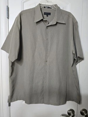 Perry Ellis Kakhi Green Short Sleeve Button Up Shirt Men's Size 2XL - Image 1 of 4