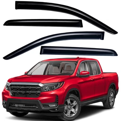 Tape-on Smoke Window Visors Rain Guards For 2017-2025 Honda Ridgeline Crew Cab  Foto 1 de 4