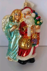 Christopher Radko "Whispers Of Joy" Santa With Angel Ornament Large 7 x 5 - Picture 1 of 5
