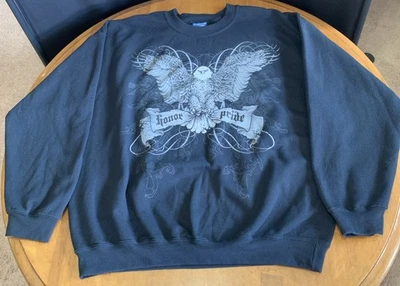 Moletom masculino vintage Puritan Wings Spread Eagle L preto honra orgulho tatuagem gótica - Imagem 1 de 4