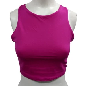 Athleta Conscious Crop Pink Sports Bra High Neck Tank Top Size S Magenta Yoga - Picture 1 of 9
