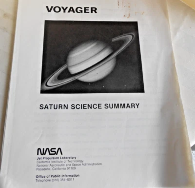 NASA Voyager Saturn Science Summary 1983 by Jet Propulsion Lab 15 Pages - Image 1 of 4