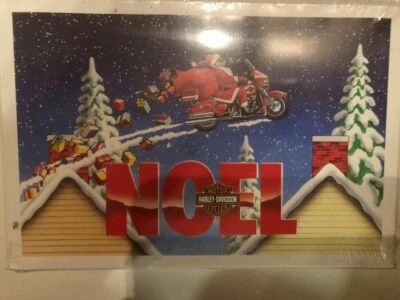 HARLEY DAVIDSON CHRISTMAS CARDS #X785 SANTA DELIVERING GIFTS ON HARLEY NOEL (10) - Image 1 of 4