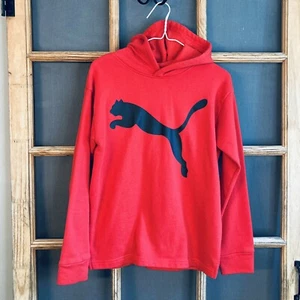 Puma Youth Pull-Over Red Fleece Hoodie Size L (14-16) 19 x 24", Black Puma - Picture 1 of 10