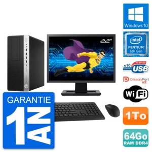 PC Tour HP 800 G3 Ecran 22" Pentium G4400 RAM 64Go Disque 1To Windows 10 Wifi - Imagen 1 de 8