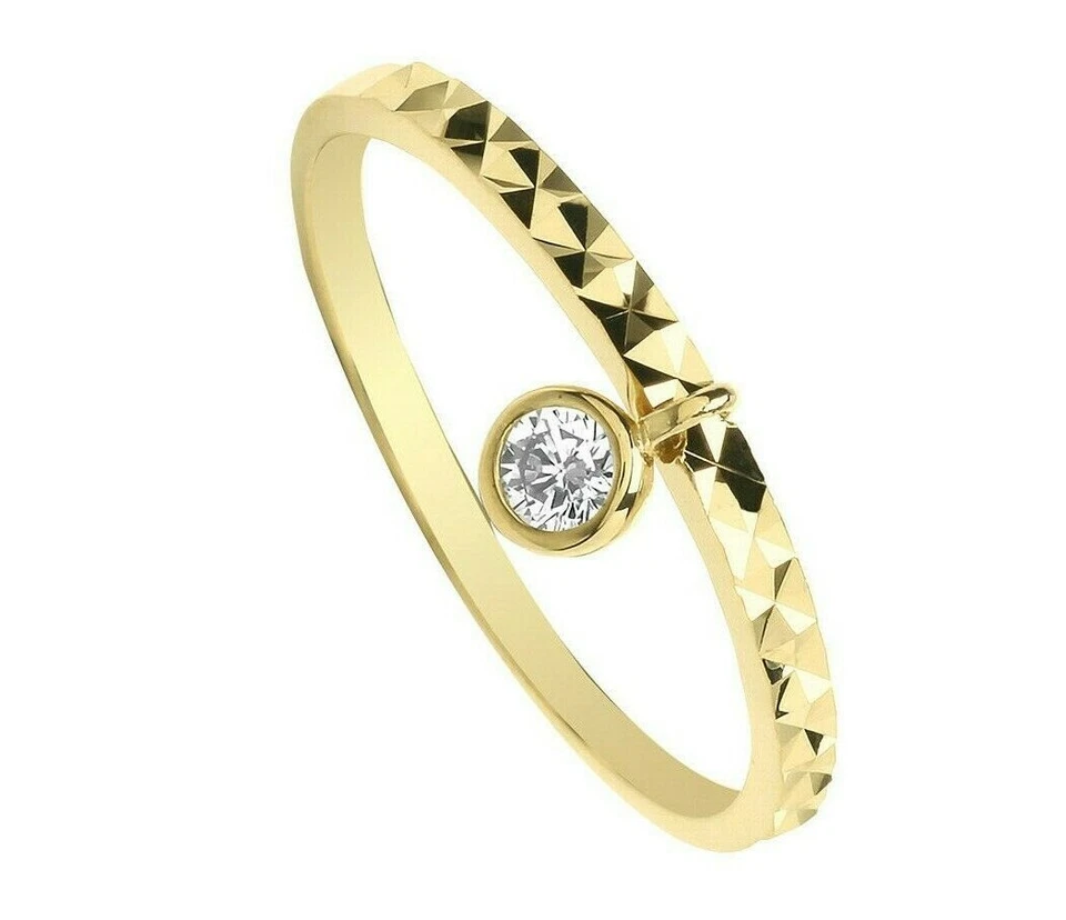 Gemma Ciondolo Pendente Anello 9ct Giallo Oro Marchiato Misure J - R UK Fatto - Immagine 1 di 3