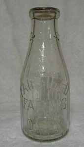 Fairfield Farms Dairy 1 quart Milk Bottle Boman Baltimore Ribbed RARE EUC - Picture 1 of 7