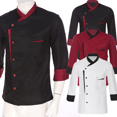 Women Men Unisex Long Sleeve Chef Coat Classic Chef Jacket Pockets Work Uniform • 17.97$