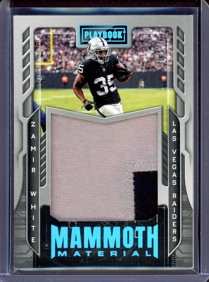 ZAMIR WHITE ~ 2022 Panini Playbook Mammoth Material Platinum Jersey #34 (#38/75) - Image 1 of 1