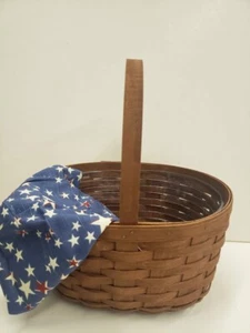 Longaberger RB Rich Brown Oval Spring Basket Combo American Starburst Liner NEU - Bild 1 von 1