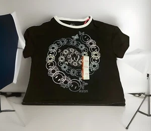 JUSTICE Size XS 5/6 Black Smile, Butterfly, Floral Swirl Boxy Tee NEW TAGS - Picture 1 of 2