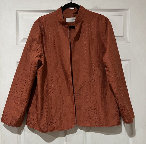 VETEMENTS Giacca donna Alfred Dunner taglia 16 aperta davanti arancione bruciato testurizzata