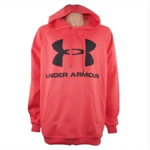 Men's Under Armour Coldgear Fleece Hoodie Sweatshirt Size 3XL Coral Red Fall - Picture 1 of 5