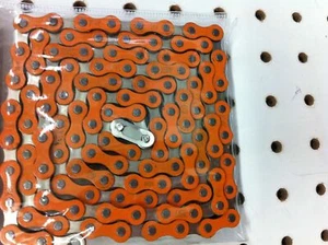 Bicycle Chain 1/2" x 1/8 x 112 Links Orange/Chrome BMX Cruiser Lowrider Bikes - Picture 1 of 1