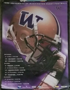 University of Washington Huskies 1999 Football UW Schedule Poster Vintage Pac-12 - Picture 1 of 2