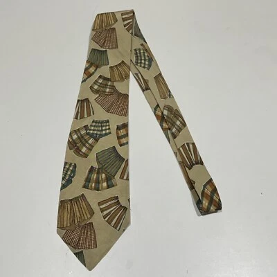 Polo by Ralph Lauren Tan Mens Boxers Print Silk Tie Made In USA FREE SHIPPING - Image 1 of 4