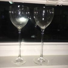 Pair Set Lot Of 2 Tall 11 Inch Wine Glasses Goblets Elegant