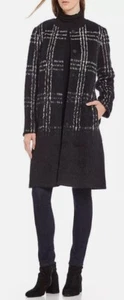Eileen Fisher Women's Black White Alpaca Windowpane Plaid Coat Jacket Size M - Picture 1 of 7