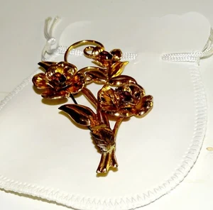 1940's 4" Sterling Silver Gold Washed Purple Flower Bouquet Brooch Pin - Picture 1 of 5