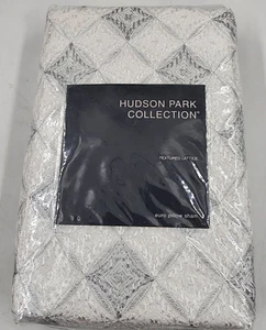 Hudson Park Collection Textured Lattice Euro Pillow Sham 26in x 26 in White Zip~ - Picture 1 of 13