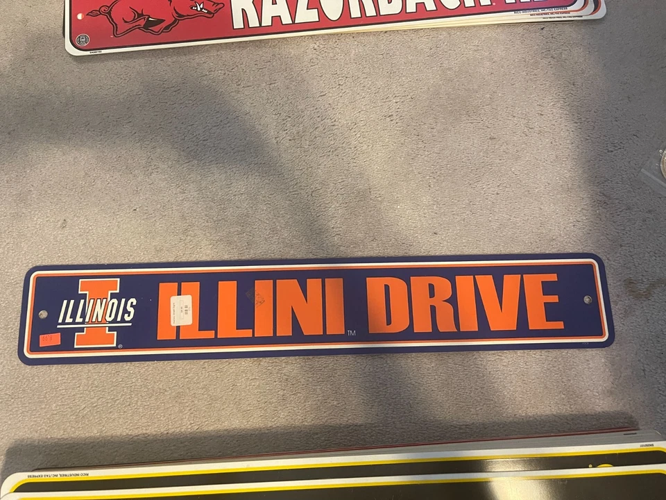 ONE Illinois Fighting Illini NCAA College Plastic/PVC Street Sign 24"X4" - Image 1 of 1