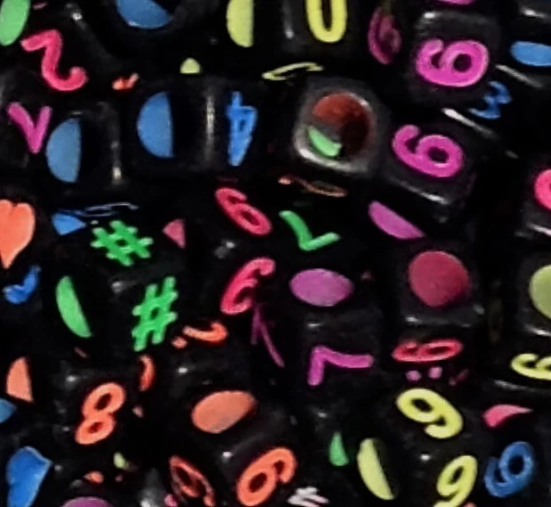 pangaeawalker wholesale AAA quality BLACK cube of 6, 7 mm neocolour heart beads - Image 1 of 1