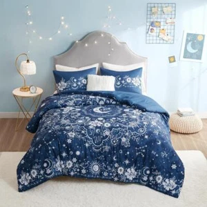 Intelligent Design Bedding Set Full/Queen Polyester Tufted Glam Celestial Navy - Picture 1 of 6