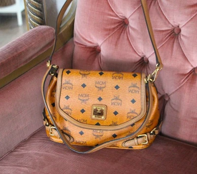 Bolso MCM bolso bandolera 2-WAY Bag coñac marrón dorado negro mujer - Imagen 1 de 4