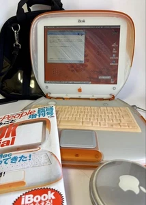 Apple iBook G3 Clamshell Tangerine Laptop Vintage Tested Mac OS9 Working JP - Picture 1 of 11