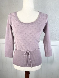 A. Byer Flieder Strick Top Gr. M Coquette Weich Mädchen Cottagecore Tie Front Y2K 90er - Bild 1 von 12