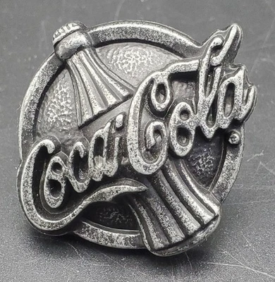 COCA COLA COKE cabinet drawer pull knob handle metal pewter 1.5" RARE - Image 1 of 2
