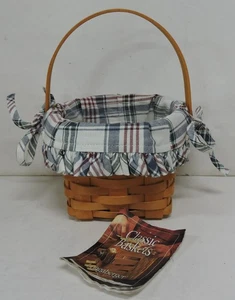 2001 LONGABERGER 5" MEASURING BASKET 11415 W/PROTECTOR & PLAID LINER - Picture 1 of 8