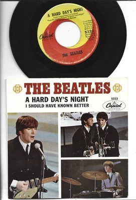 BRIT INVASION 45 W PIC SLEEVE -BEATLES - A HARD DAYS NIGHT - HEAR -1964 CAPITOL - Image 1 of 2