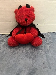 Plush in a Rush Devil Teddy Bear Holding Heart Happy Valnetine's Day Love Toy - Picture 1 of 11