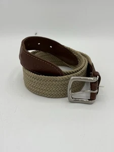 Cintura uomo Vineyard Vines taglia 40 marrone beige elasticizzata intrecciata cintura pelle - Foto 1 di 4