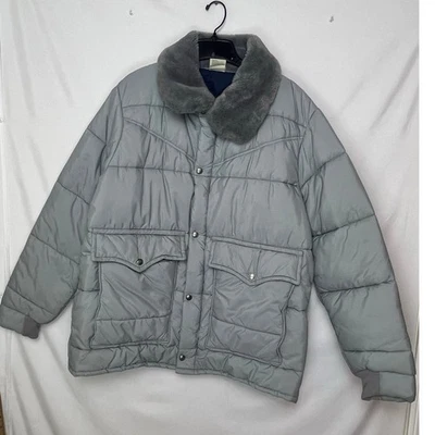 Vintage Walls Blizzard Proof Mens XLT Gray Faux Fur Collar Winter Coat Outerwear - Image 1 of 4