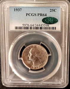 1937 25c Washington Silver Quarter PCGS PR64 CAC Proof - Picture 1 of 2