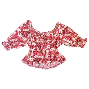 Free People Floral Peasant Blouse Top Boho Cottagecore Garden Fairy Hippie - Picture 1 of 6