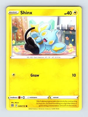 Shinx SWSH09: Brilliant Stars Common Non Holo 049/172 Pokemon NM/LP Card - Image 1 of 2