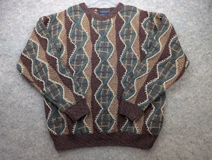 Suéter Northern Isles Para Hombres XL Marrón Verde Lana Tejido a Mano Cuello Redondo Pullover - Imagen 1 de 13