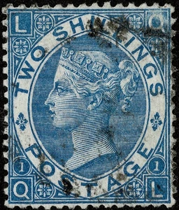 GB QV SG118 1867, 2s dull blue, (QL), plate 1, perfectly centred, clear profile - Picture 1 of 2