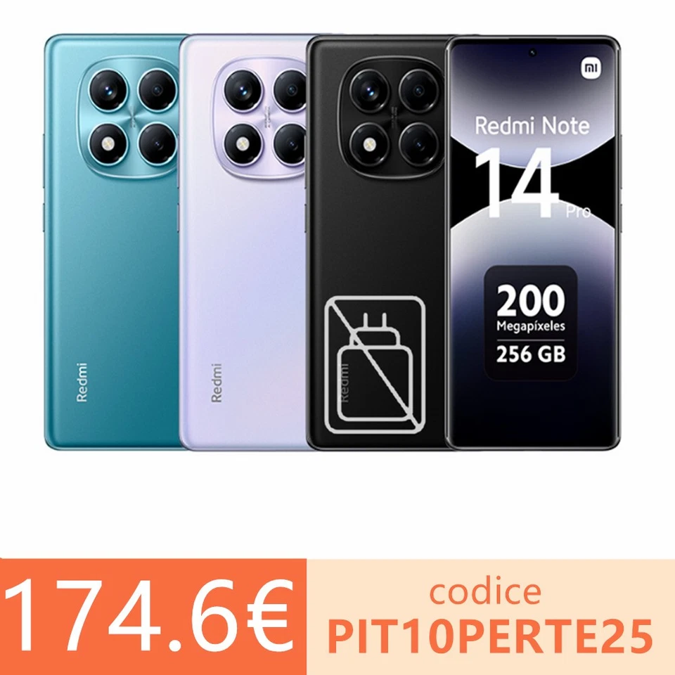 Xiaomi Redmi Note 14 Pro 4G Smartphone NFC 8+256GB 200MP Dual SIM 120Hz 5500mAh - Immagine 1 di 4